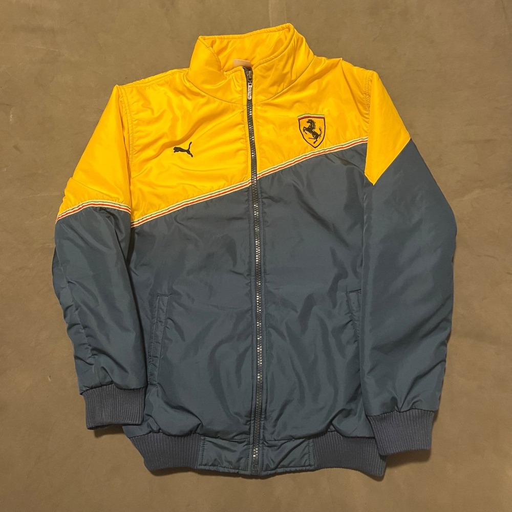 Puma Scuderia Ferrari Racing Bomber Jacket F1‎ Team Navy Yellow Men Size XL RARE